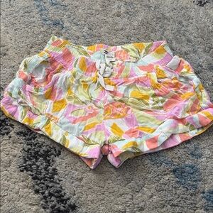 Billabong Pink Orange White and Yellow Floral Shorts Girl Size Small